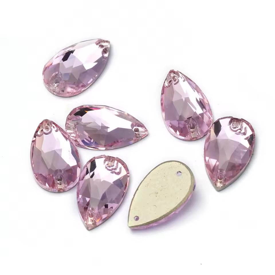 Premium Ultra Glass Light Pink Tear Drops Rhinestones & Flatbacks