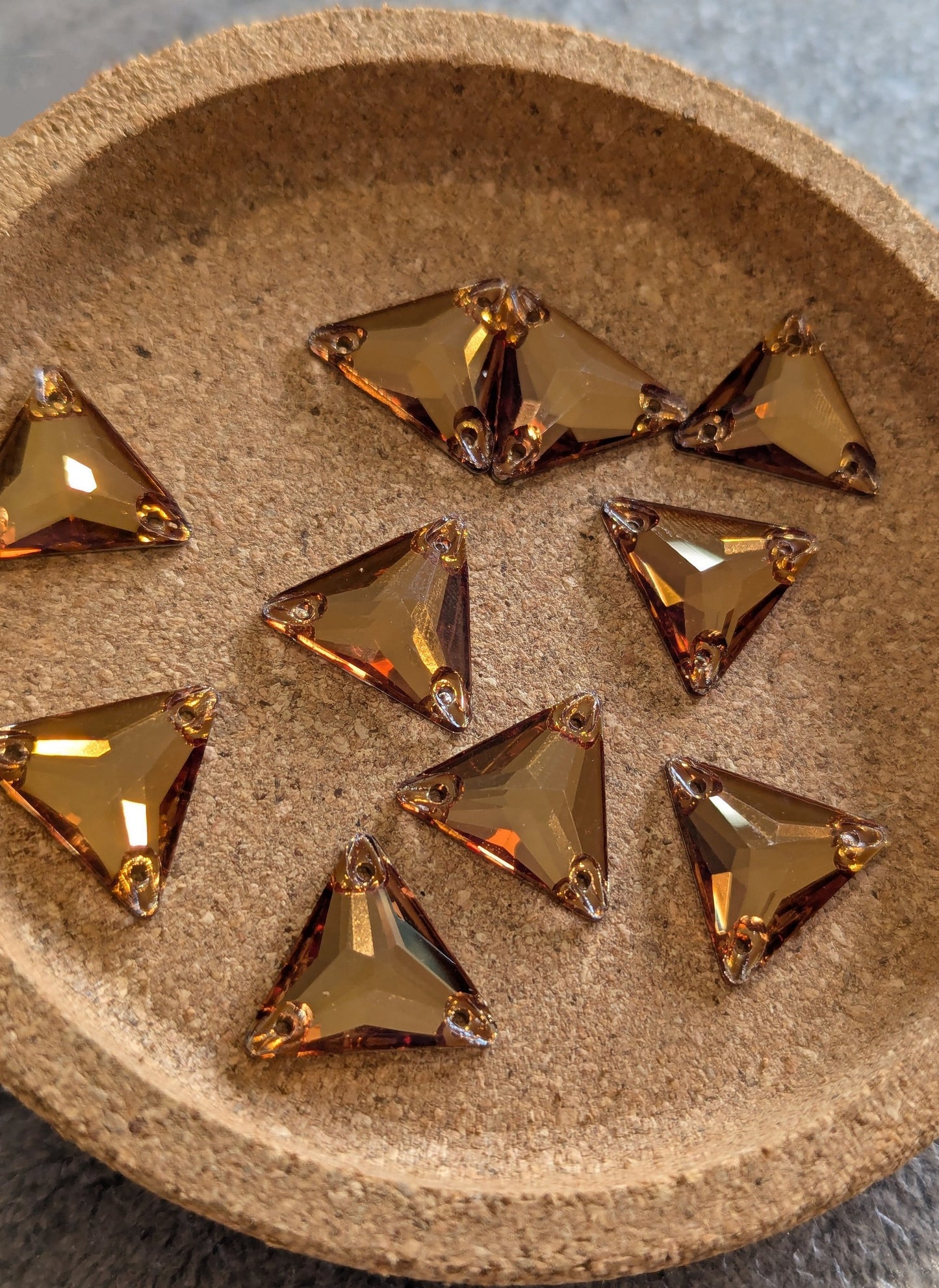 Premium Ultra Glass Light Smoke Topaz Triangles Rhinestones & Flatbacks