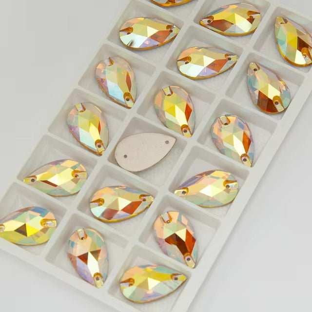 Premium Ultra Glass Light Topaz AB Tear Drop Rhinestones & Flatbacks