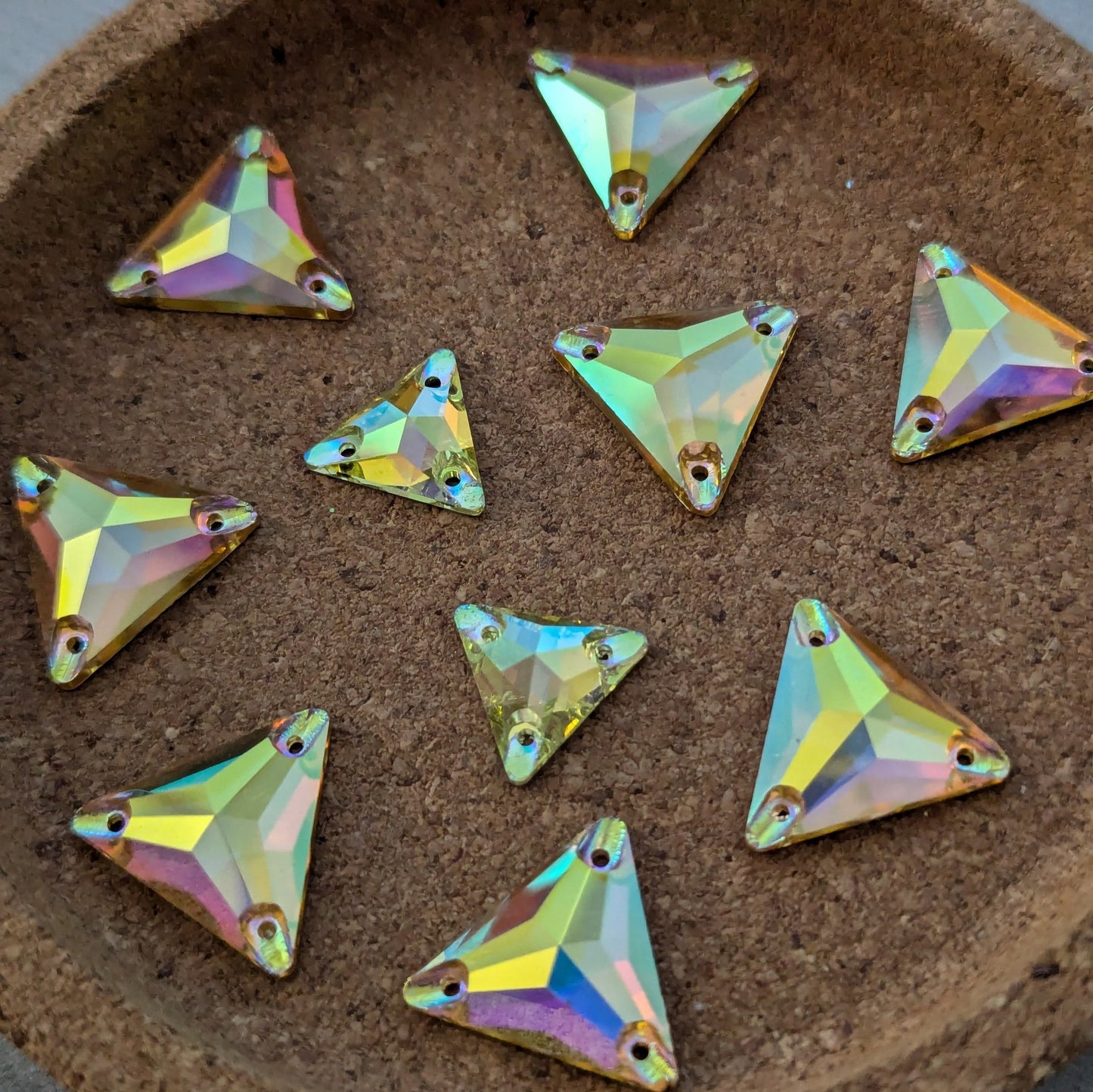 Premium Ultra Glass Light Topaz AB Triangles Rhinestones & Flatbacks
