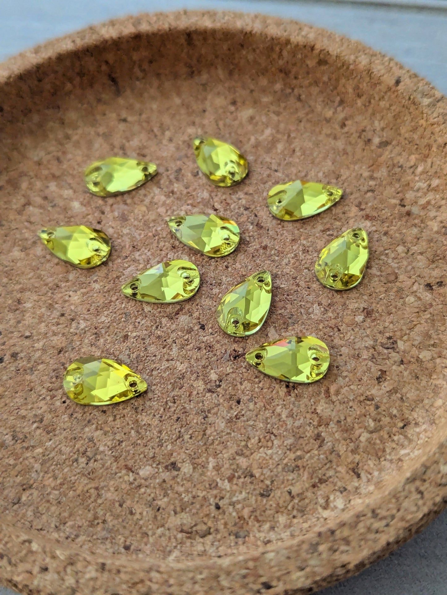 Premium Ultra Glass Lime Yellow Tear Drop Rhinestones & Flatbacks