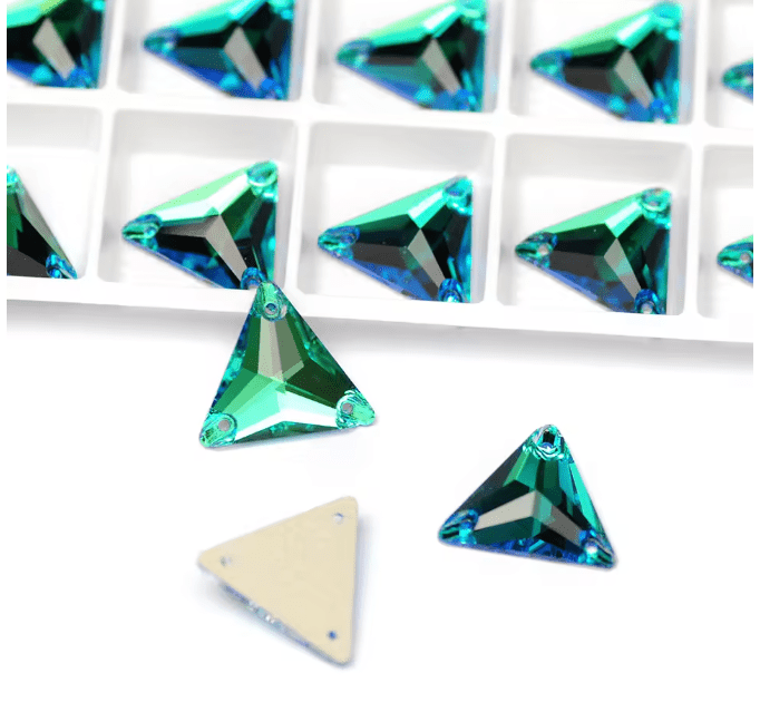 Premium Ultra Glass Peridot Triangles Rhinestones & Flatbacks