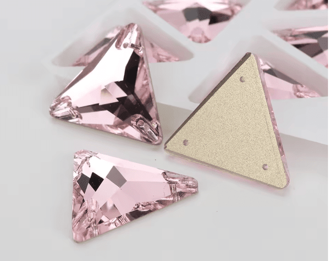 Premium Ultra Glass Pink Triangles Rhinestones & Flatbacks