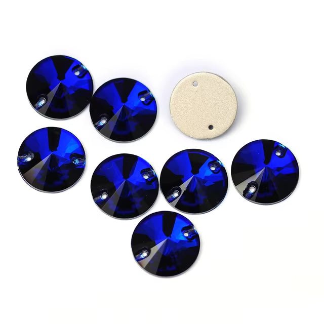 Premium Ultra Glass Dark Indigo Rivoli Rhinestones & Flatbacks