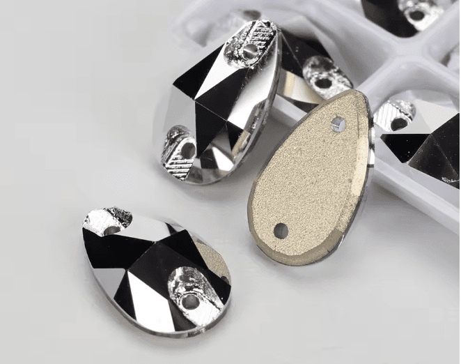 Premium Ultra Glass Silver Tear Drops Rhinestones & Flatbacks