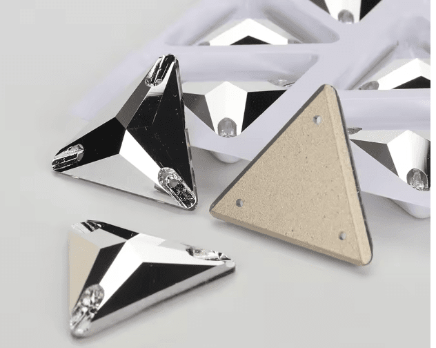 Premium Ultra Glass Silver Triangles Rhinestones & Flatbacks
