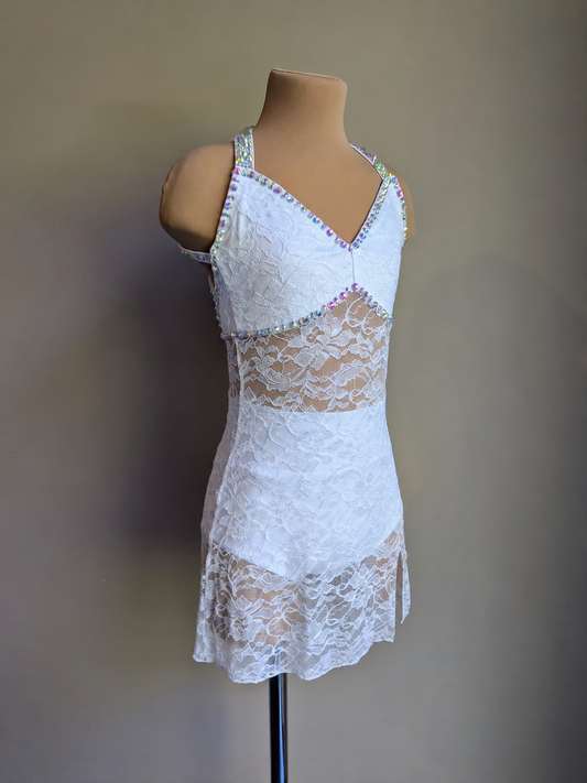 White Silhouette 2.0 Slip Dress - Barely There Dazzling by DMDC