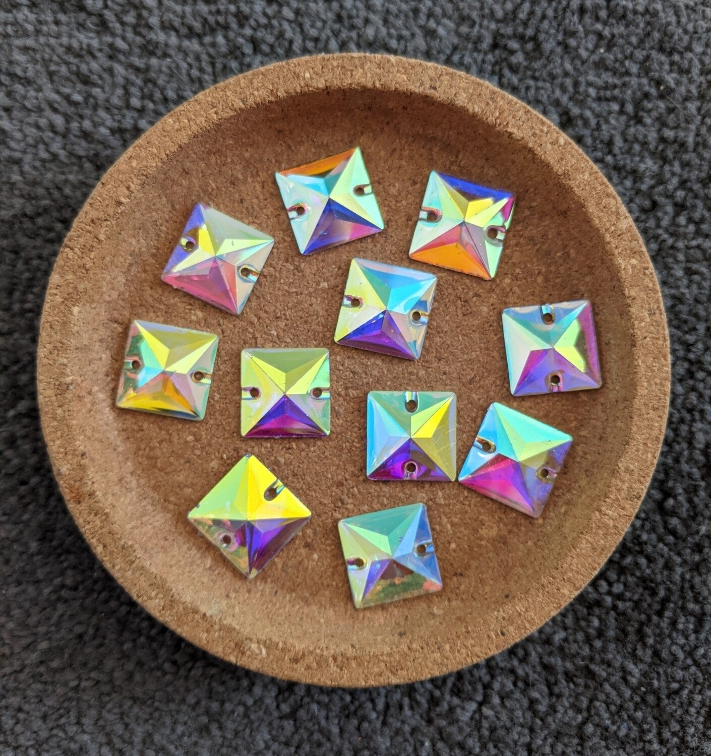 AB Resin Square Rhinestones & Flatbacks