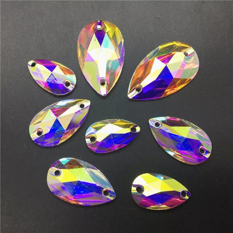 AB Resin Teardrops Rhinestones & Flatbacks