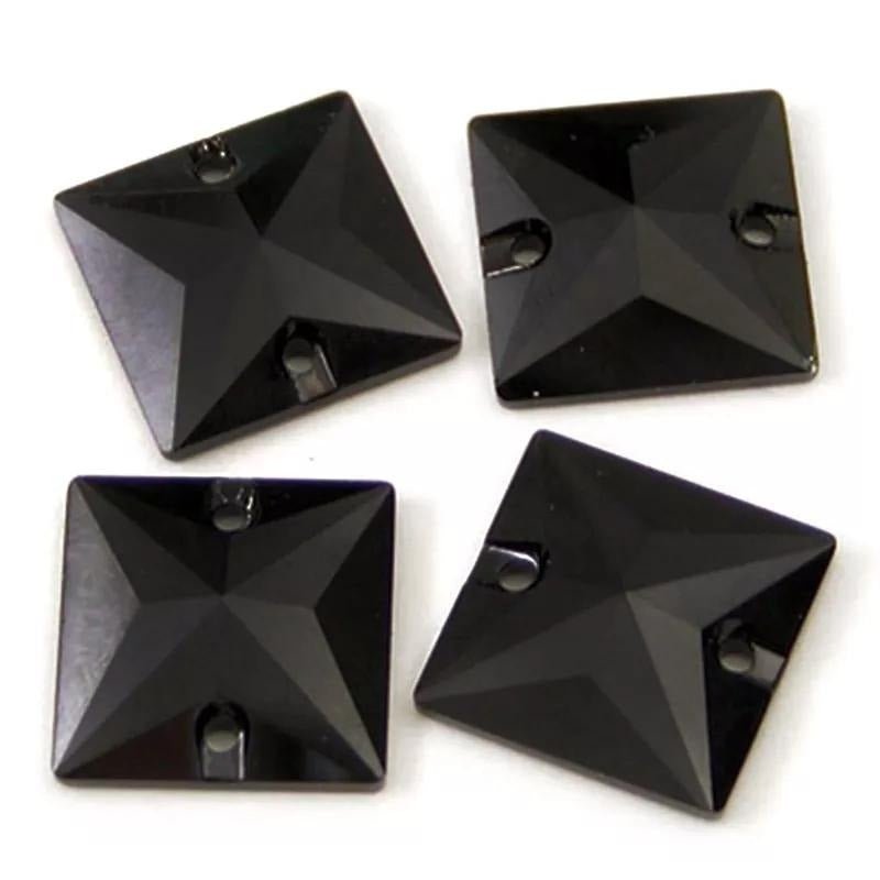 Black Resin Square Rhinestones & Flatbacks