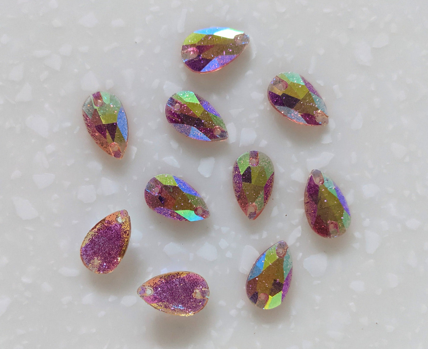Glitter Resin Tear Drops - 10pcs Rhinestones & Flatbacks
