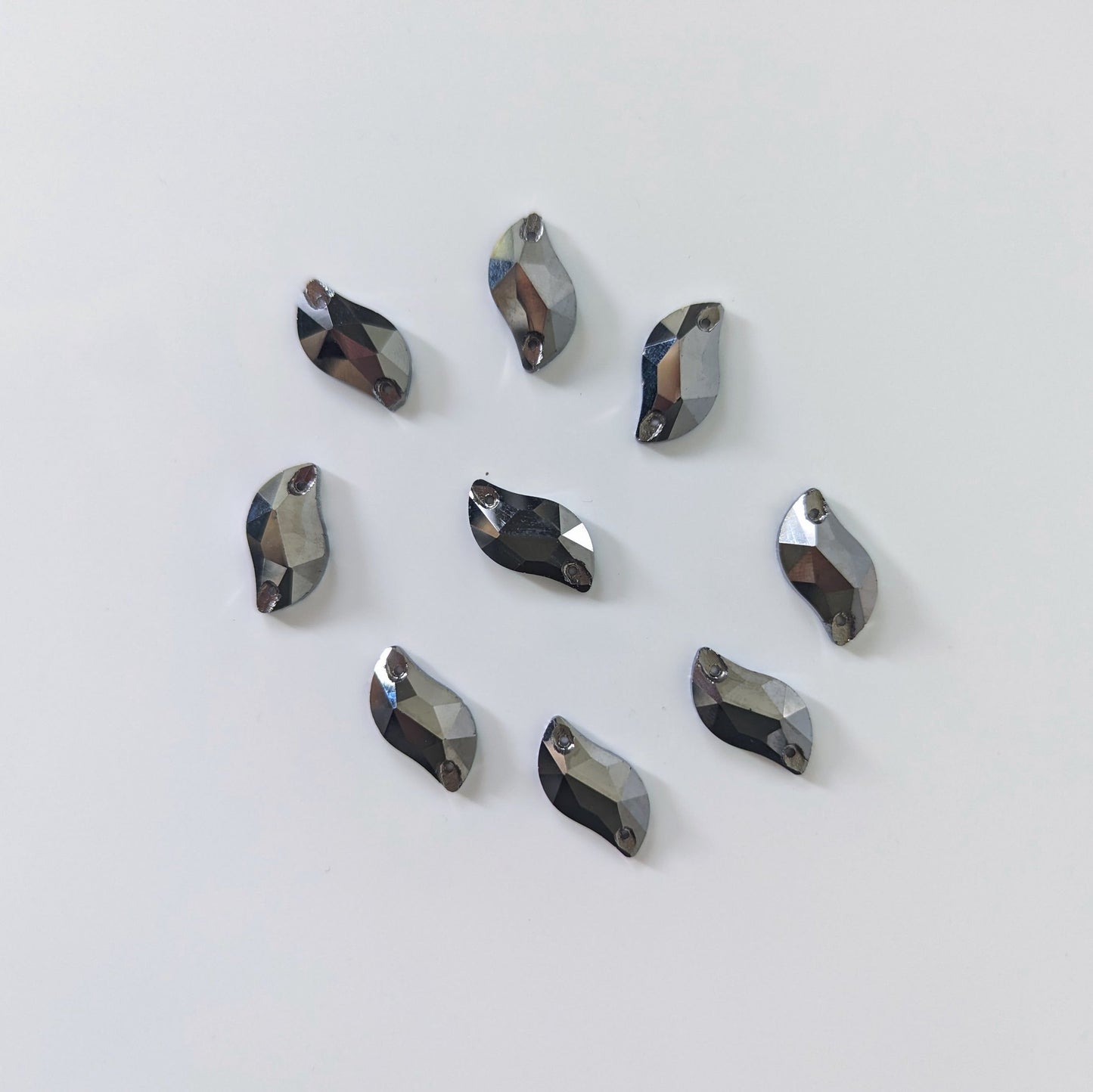 Premium Ultra Glass Jet Hematite S Shape Rhinestones & Flatbacks