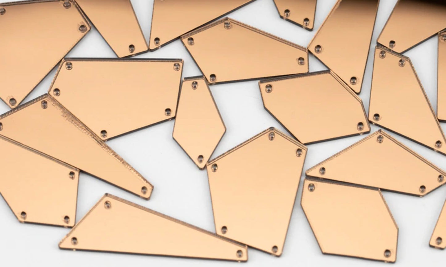 Sew-on Mirror Pieces - Bronze Rhinestones & Flatbacks