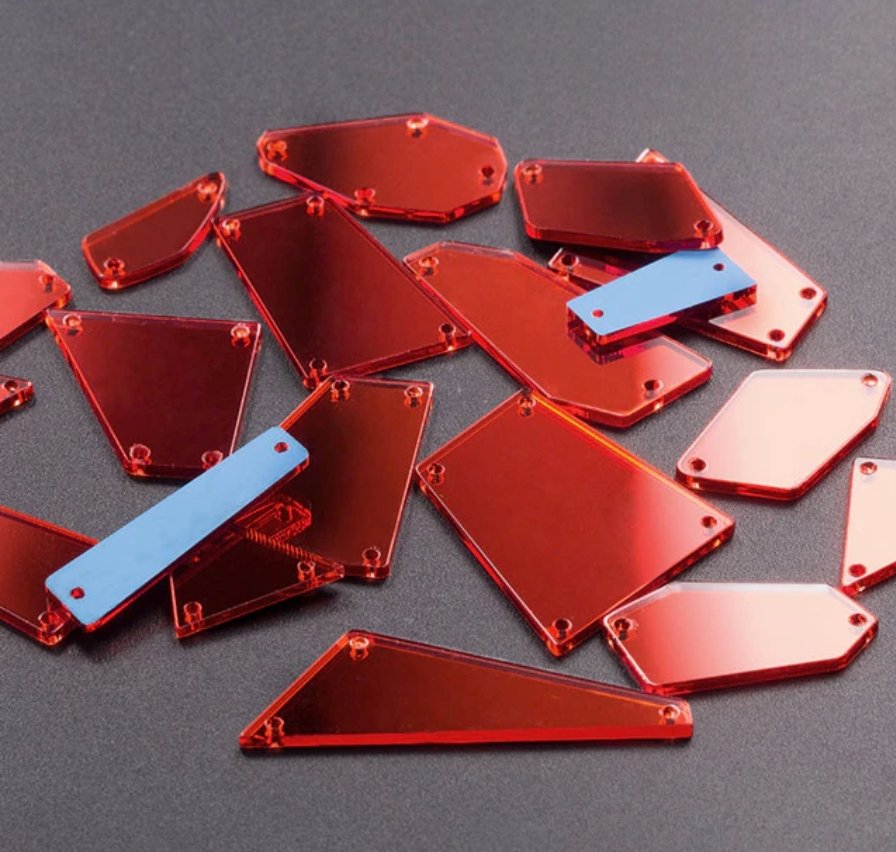 Sew-on Mirror Pieces - Light Siam Rhinestones & Flatbacks