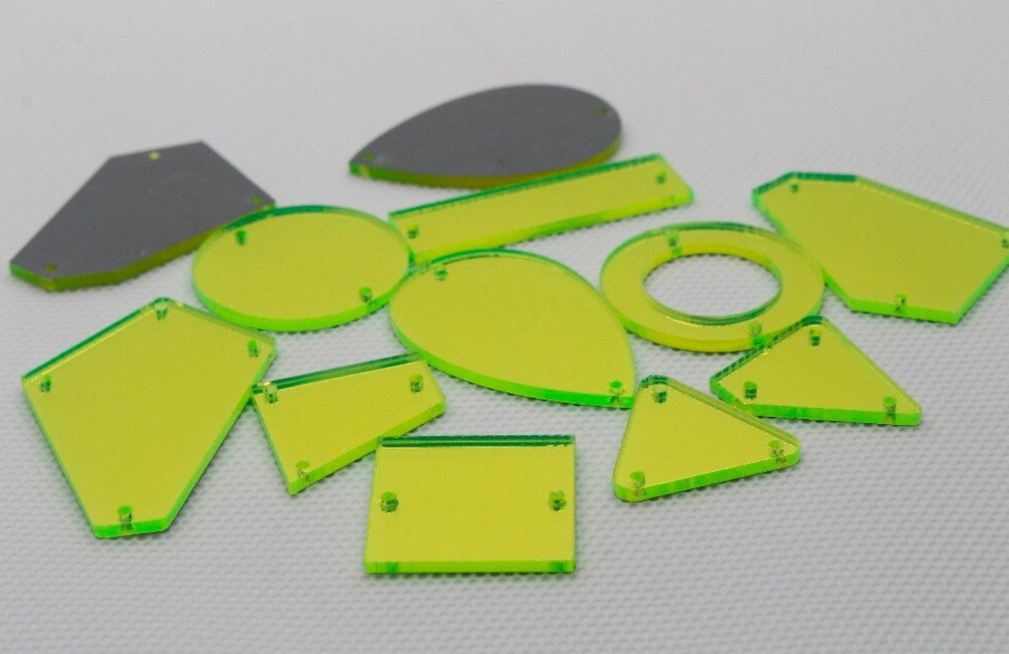 Sew-on Mirror Pieces - Neon Yellow Rhinestones & Flatbacks