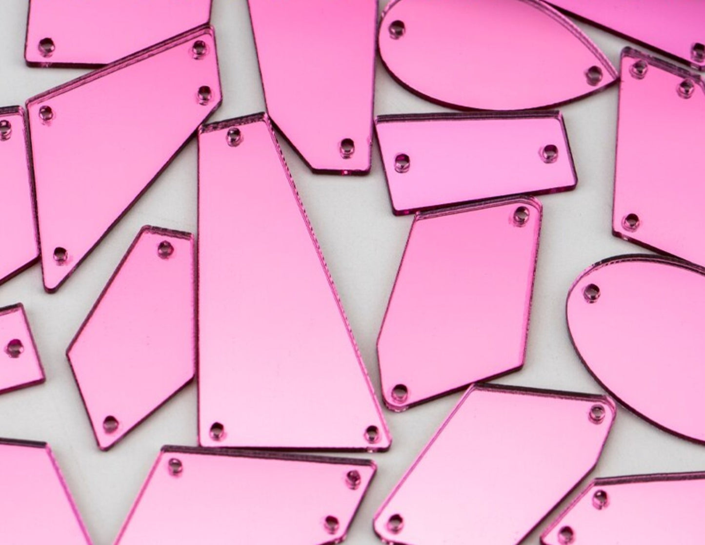 Sew-on Mirror Pieces - Pink Rhinestones & Flatbacks