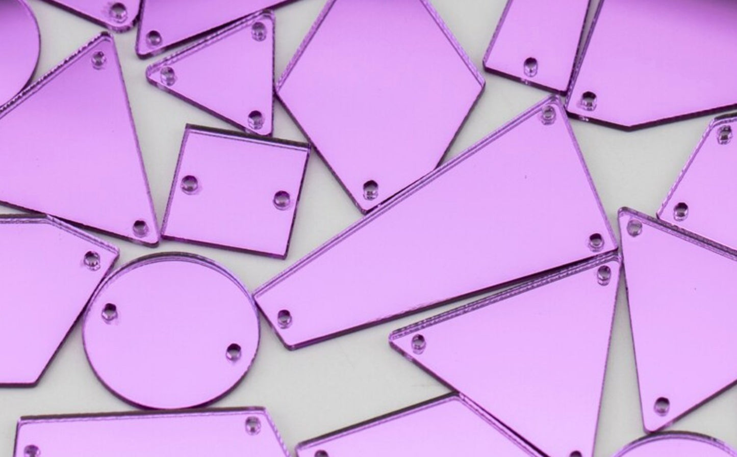 Sew-on Mirror Pieces - Purple Rhinestones & Flatbacks