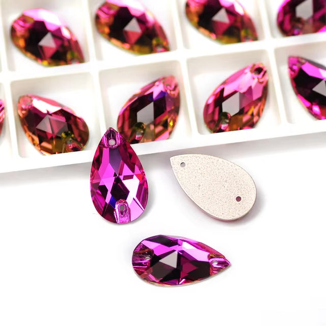 Glass Fuchsia AB Teardrop