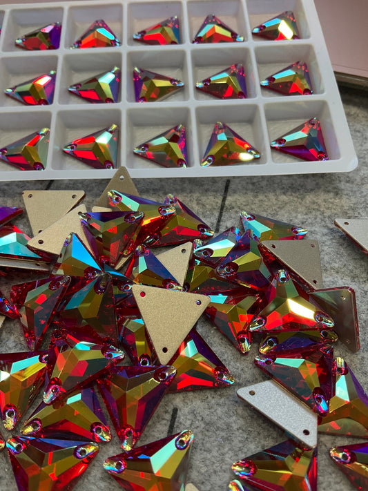 Premium Ultra Glass Siam AB Triangles Rhinestones & Flatbacks