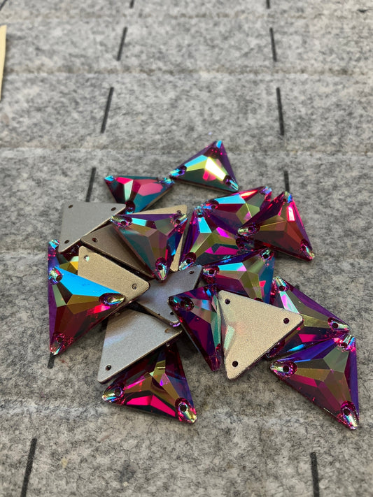 Premium Ultra Fuchisa AB Glass Triangles Rhinestones & Flatbacks