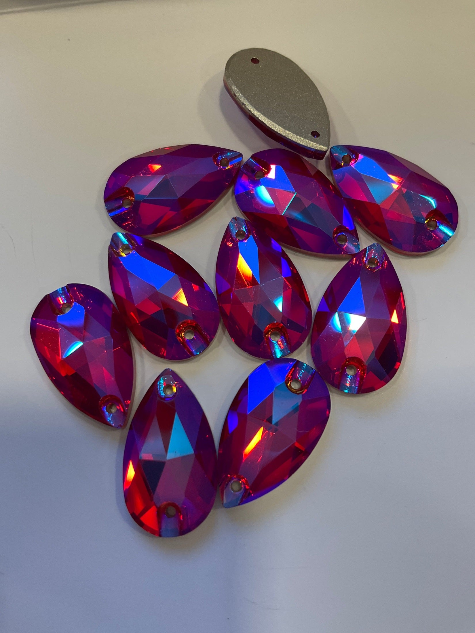 Premium Ultra Hot Pink AB Tear Drops Rhinestones & Flatbacks