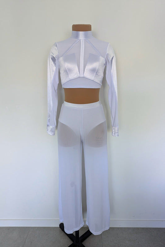 Serenity Set - White Satin & Mesh 