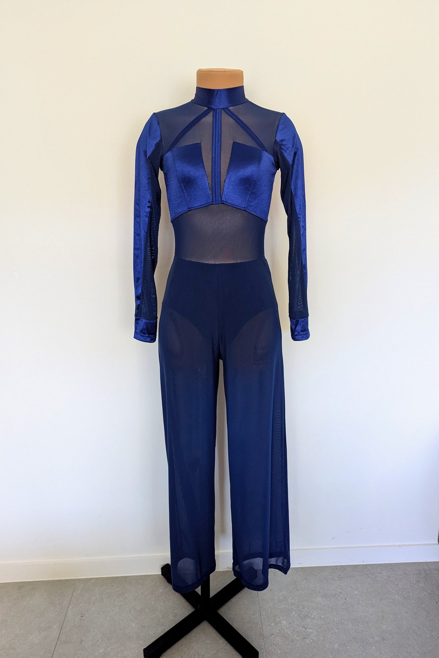 Serenity One-Piece - Navy Satin & Mesh 