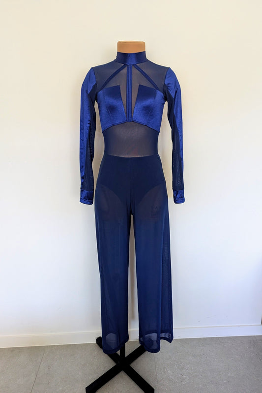 Serenity One-Piece - Navy Satin & Mesh 