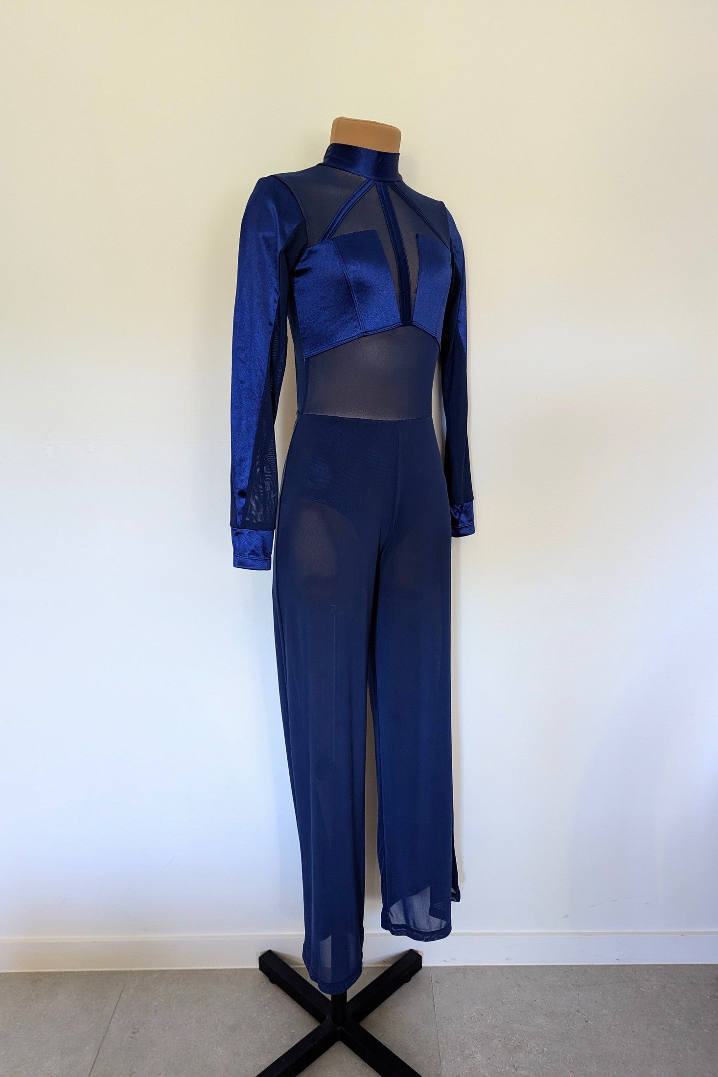 Serenity One-Piece - Navy Satin & Mesh 