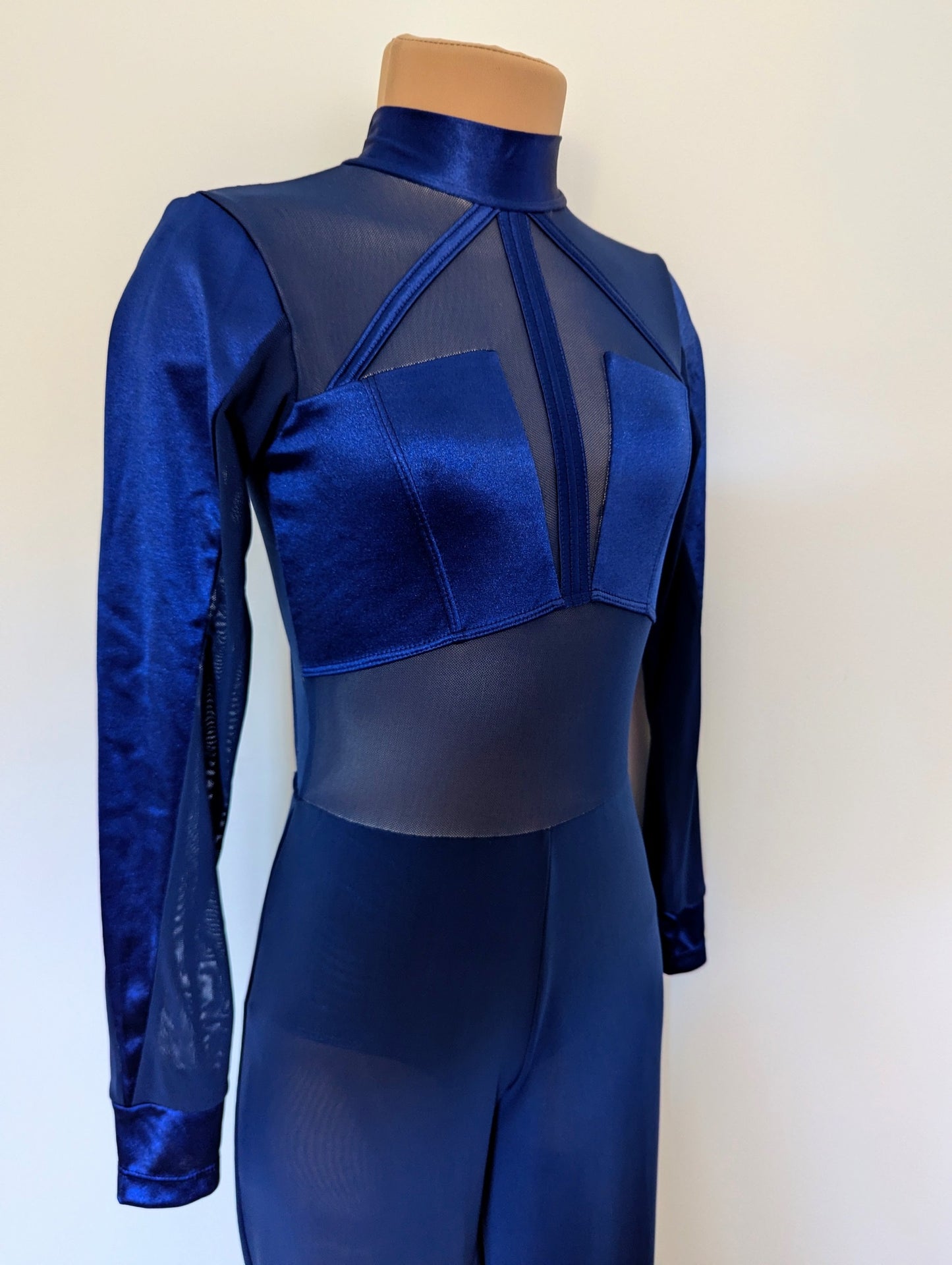 Serenity One-Piece - Navy Satin & Mesh 