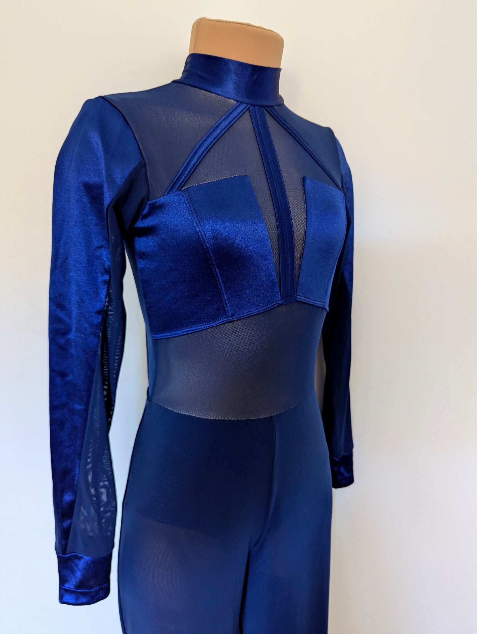 Serenity One-Piece - Navy Satin & Mesh 