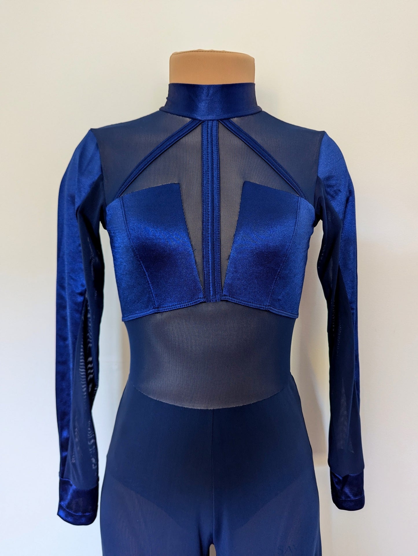 Serenity One-Piece - Navy Satin & Mesh 