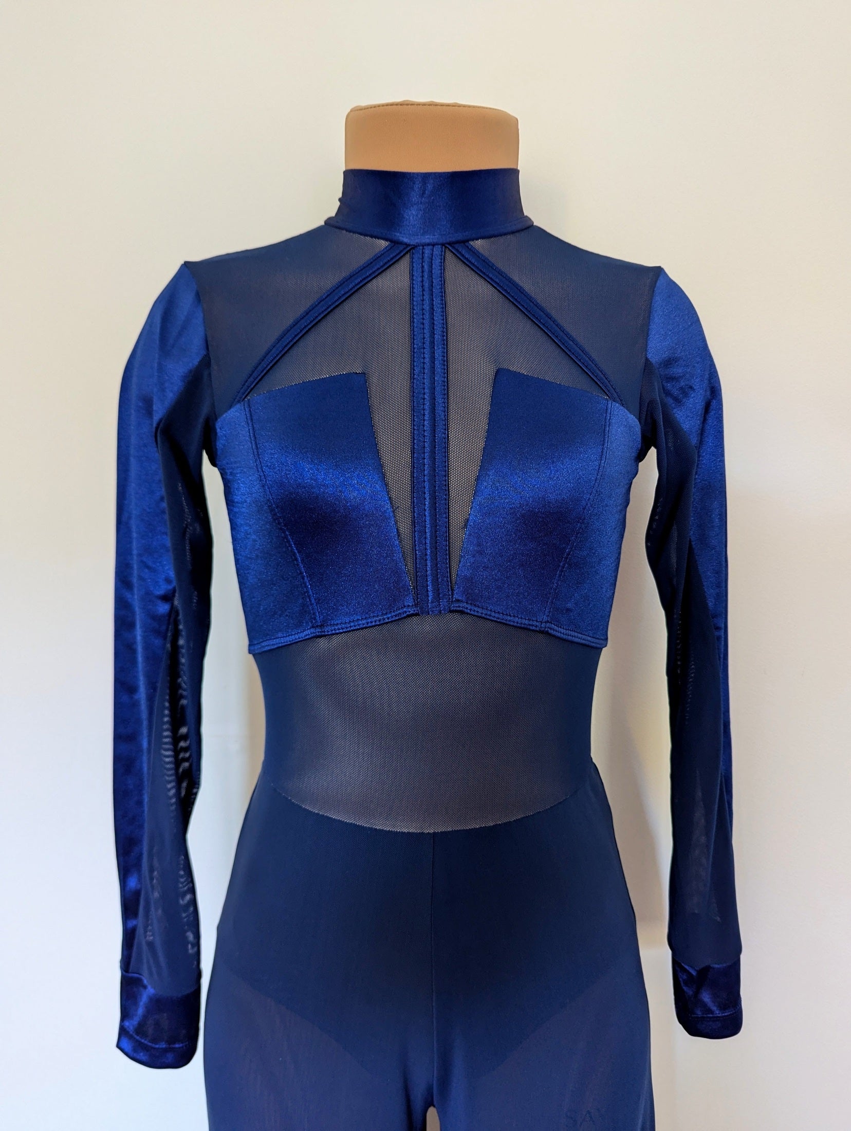 Serenity One-Piece - Navy Satin & Mesh 