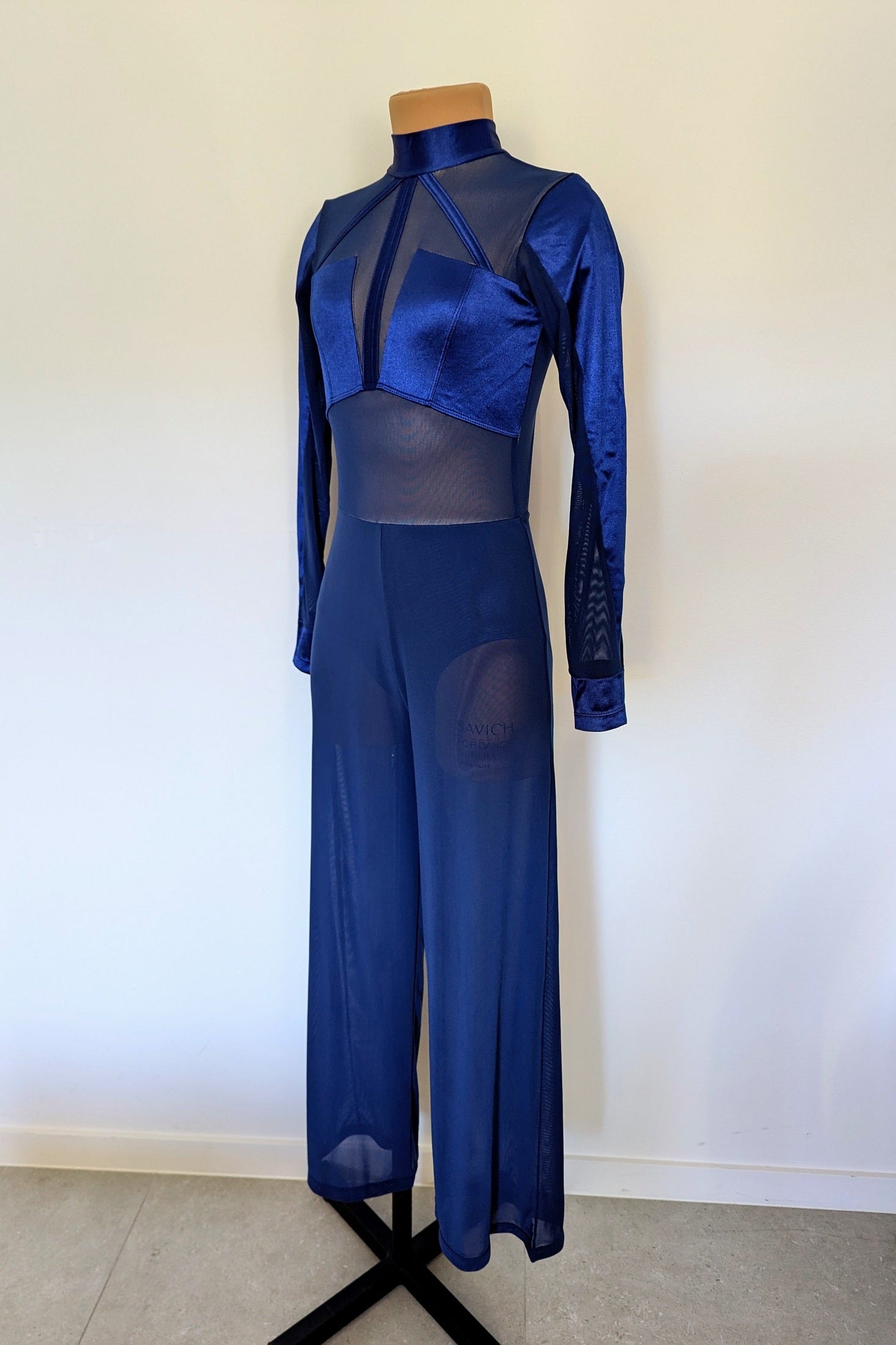 Serenity One-Piece - Navy Satin & Mesh 