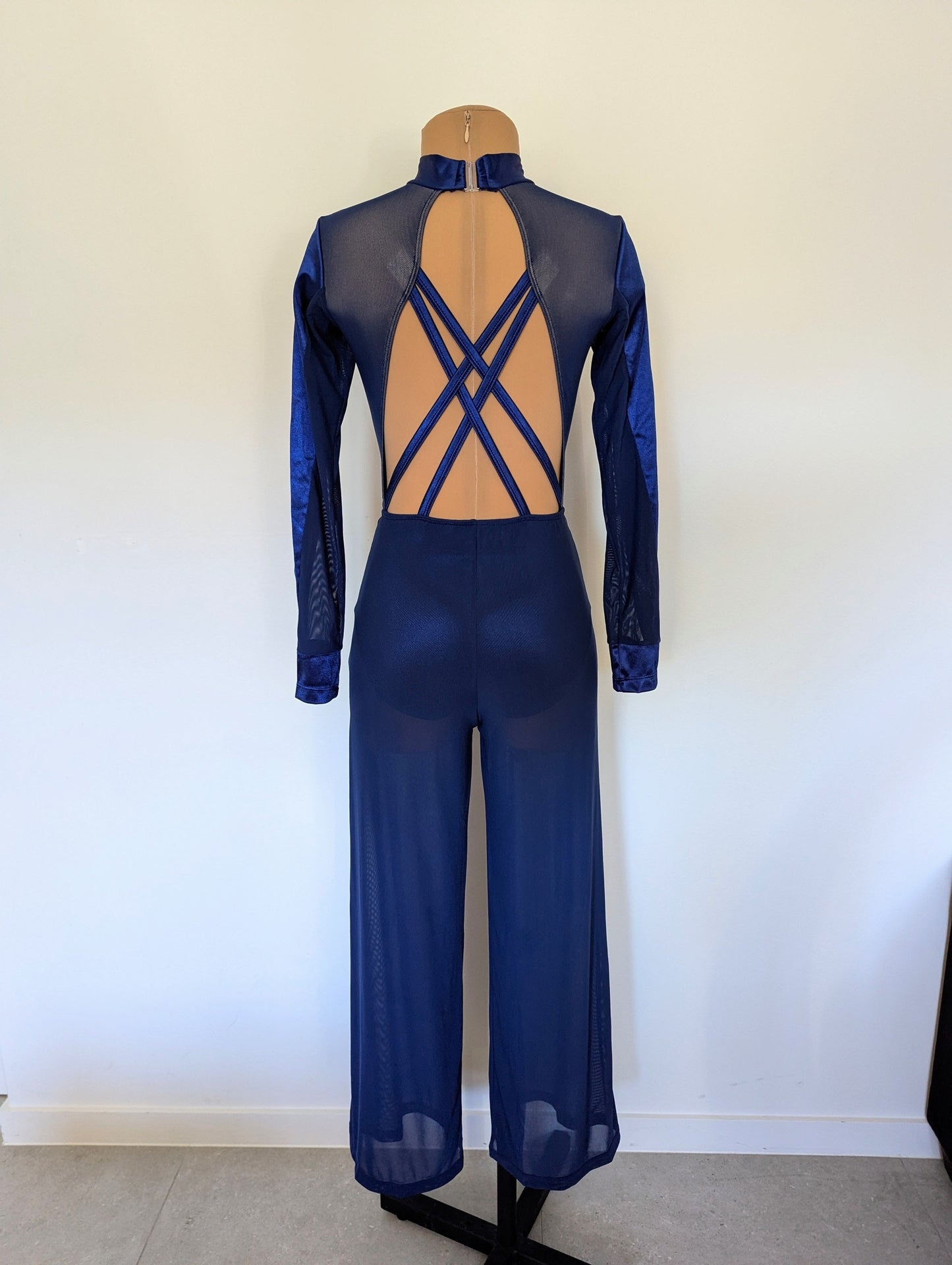 Serenity One-Piece - Navy Satin & Mesh 