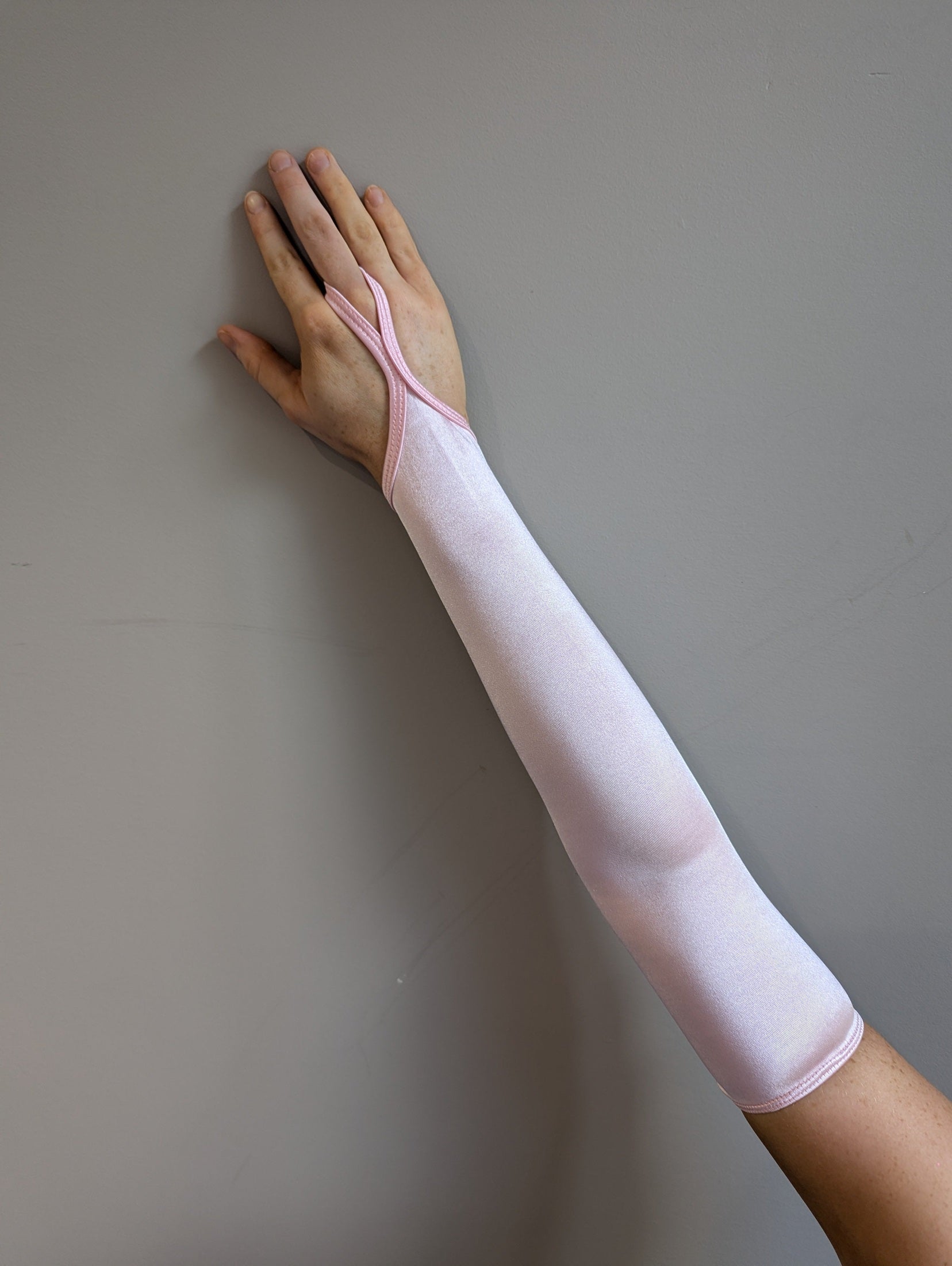 Long Finger Point Gloves - Ballet Pink Satin 