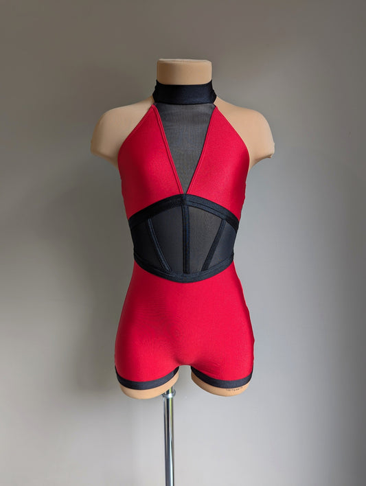 Crossfire Unitard - Black and Red 