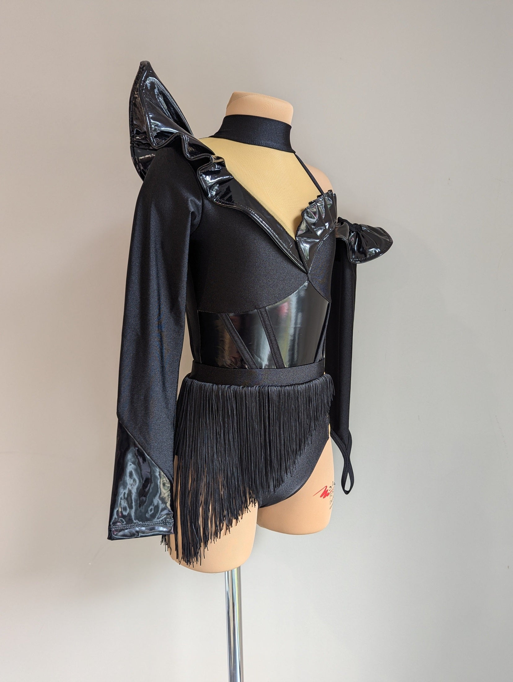 Double Trouble Frill Factor Set - Black Lycra & PVC 