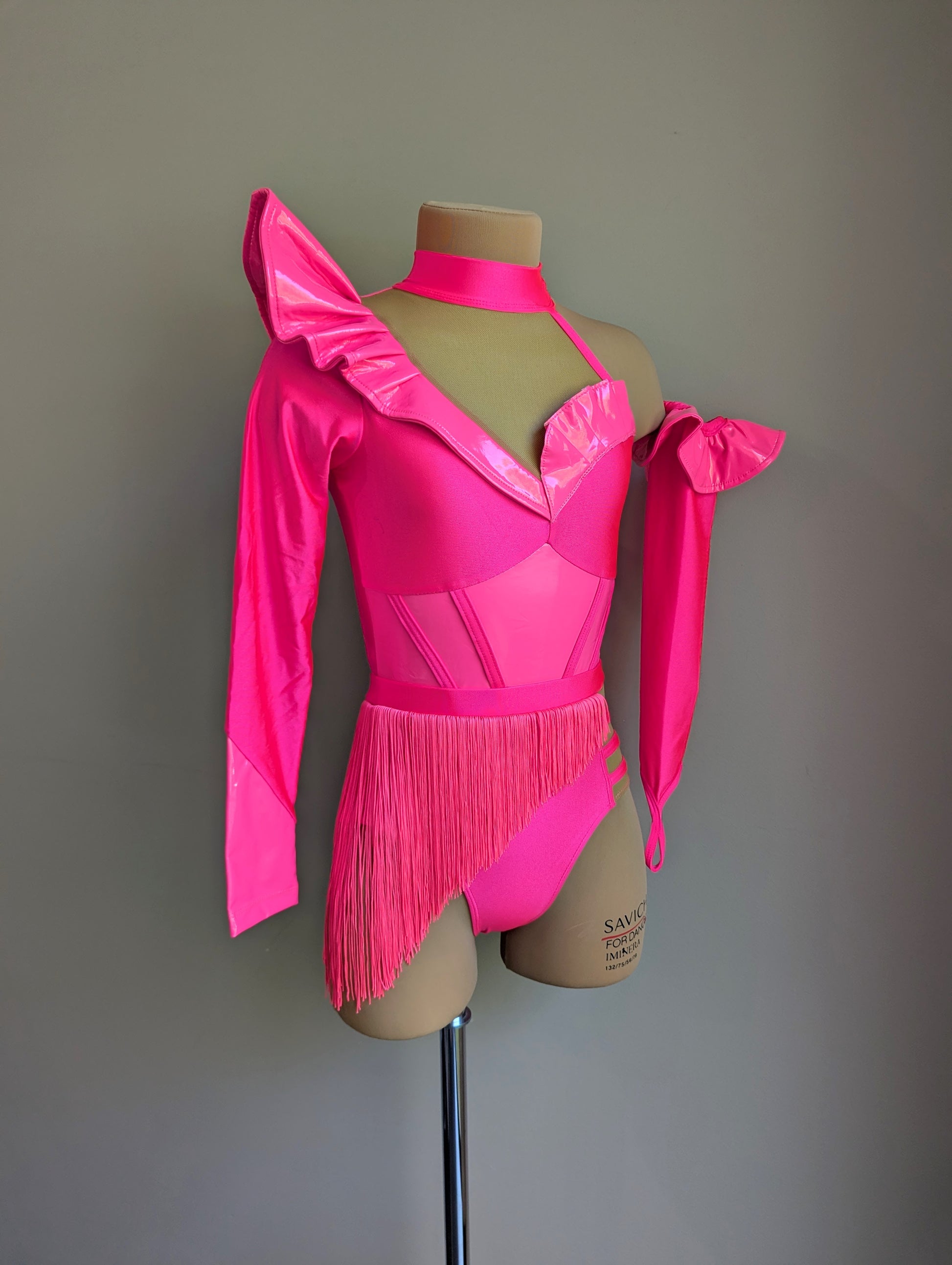 Double Trouble Frill Factor Set - Neon Pink Lycra & PVC 