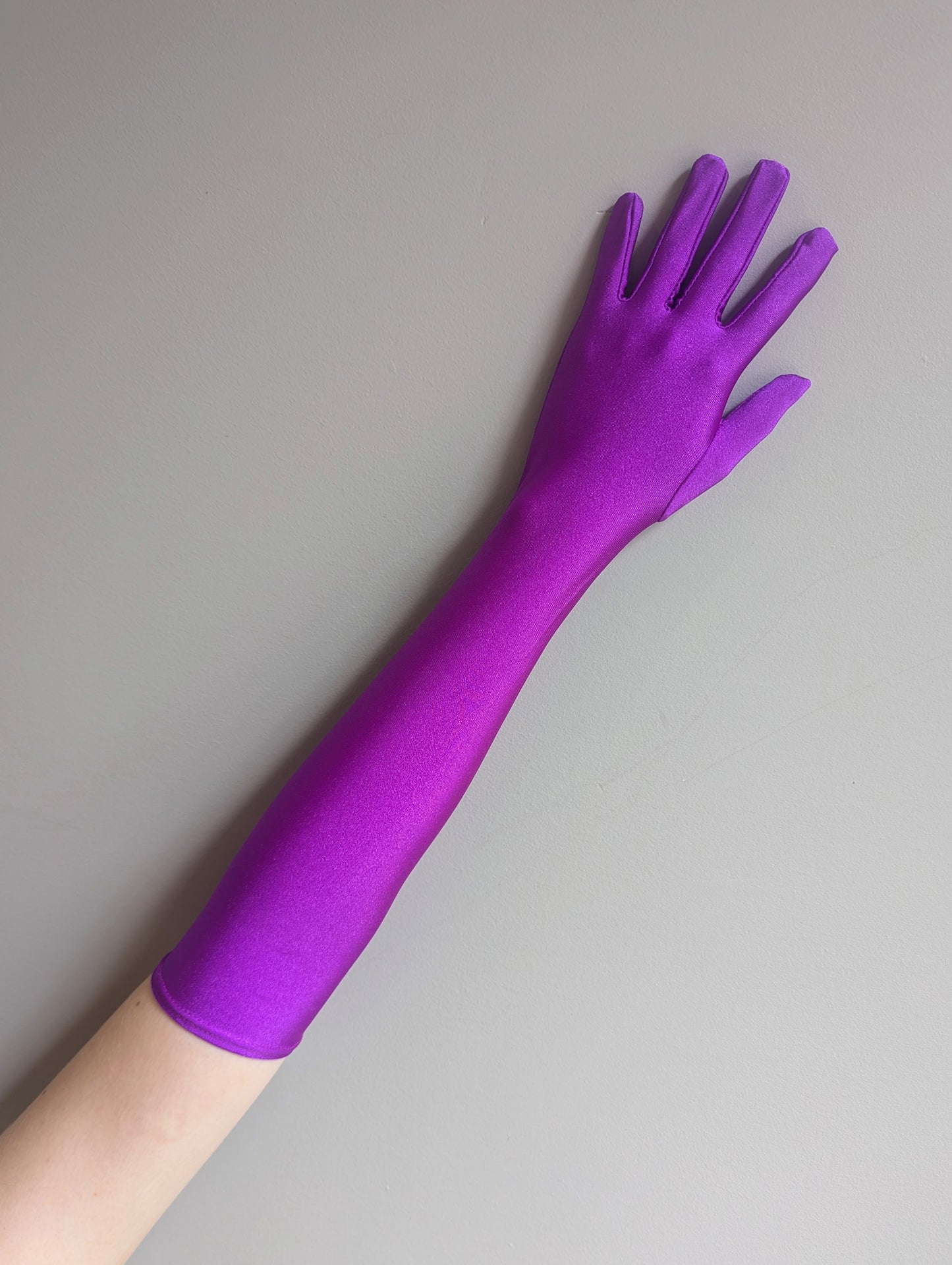 Adult Small Long Full Gloves - Purple Lycra Matches Curtain Call 