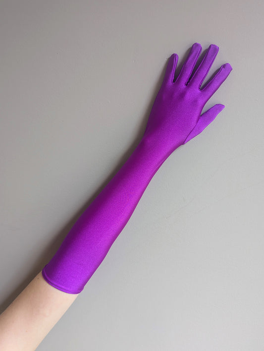 Adult Small Long Full Gloves - Purple Lycra Matches Curtain Call 