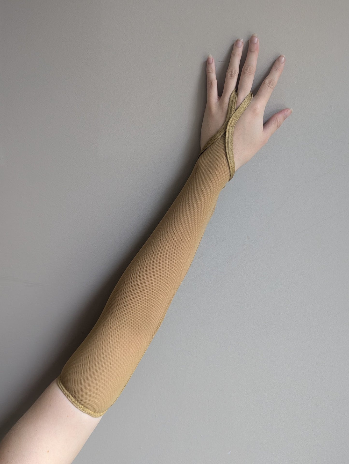 Long Finger Point Gloves - Skin Tone Mesh 