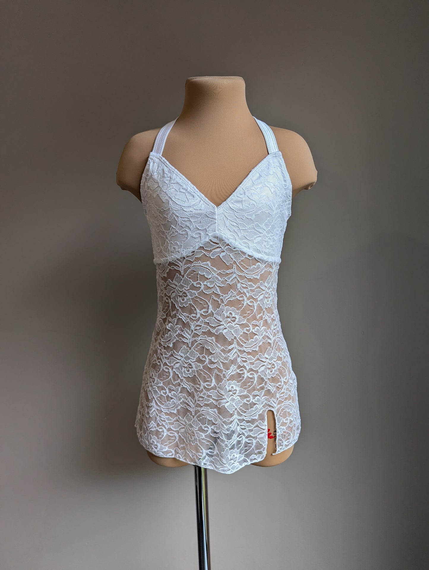 Silhouette Slip Dress - White Lace Briefs Not Included 
