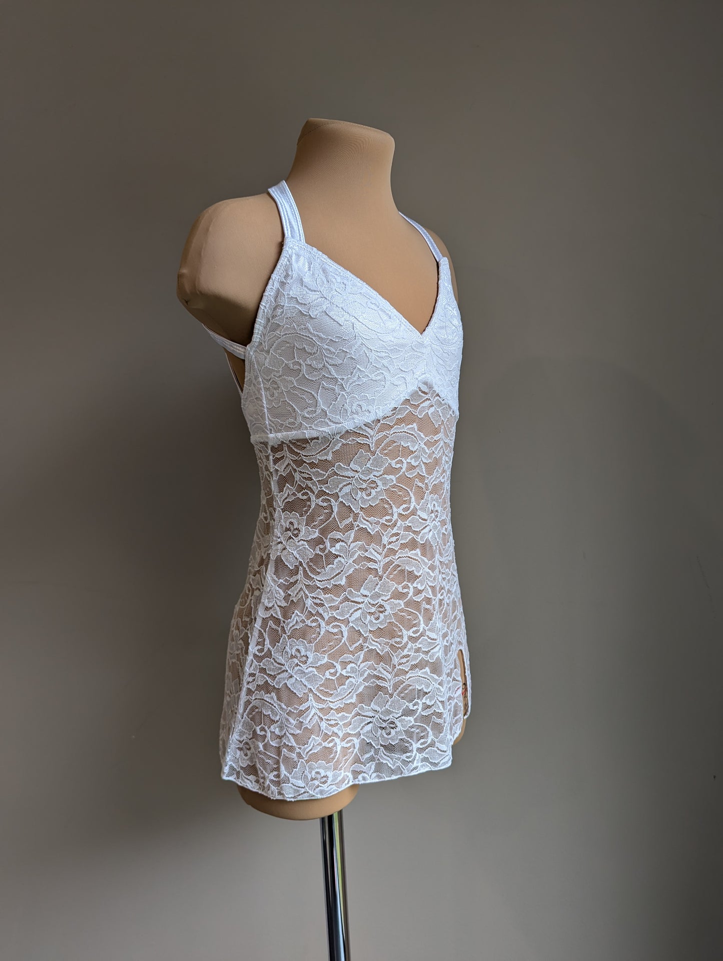 Silhouette Slip Dress - White Lace Briefs Not Included 