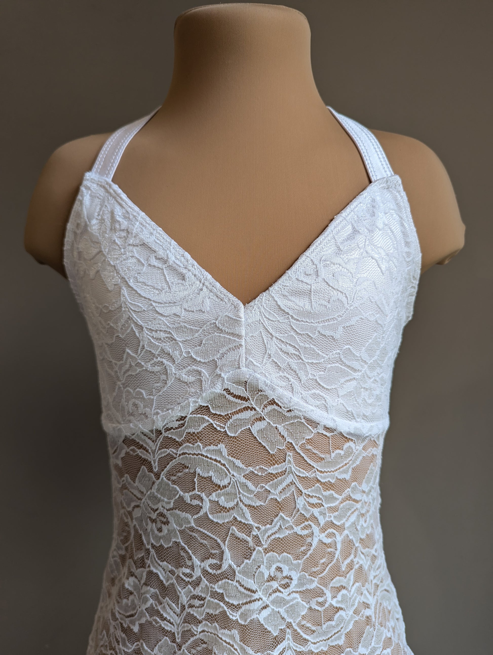 Silhouette Slip Dress - White Lace Briefs Not Included 