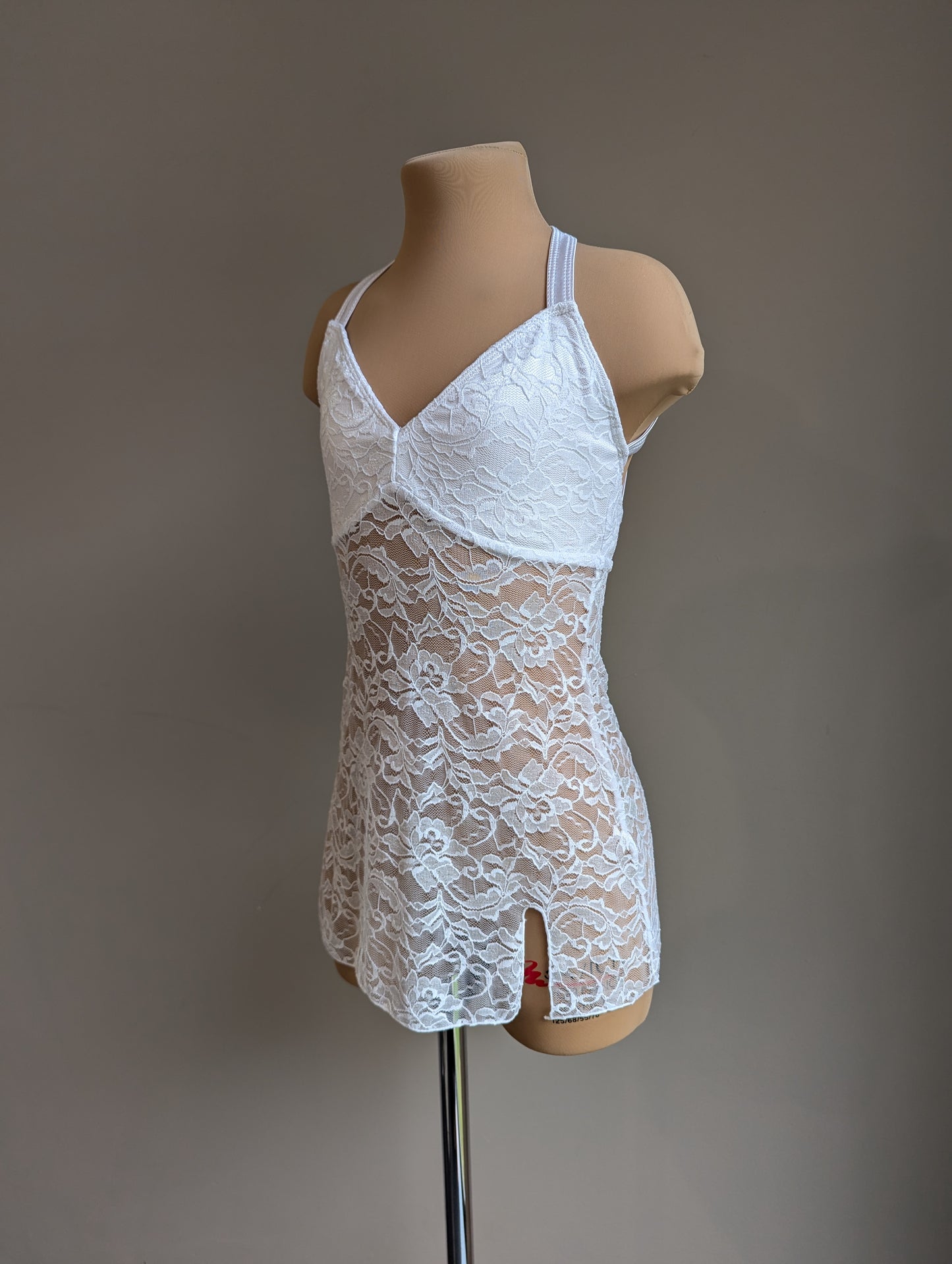 Silhouette Slip Dress - White Lace Briefs Not Included 