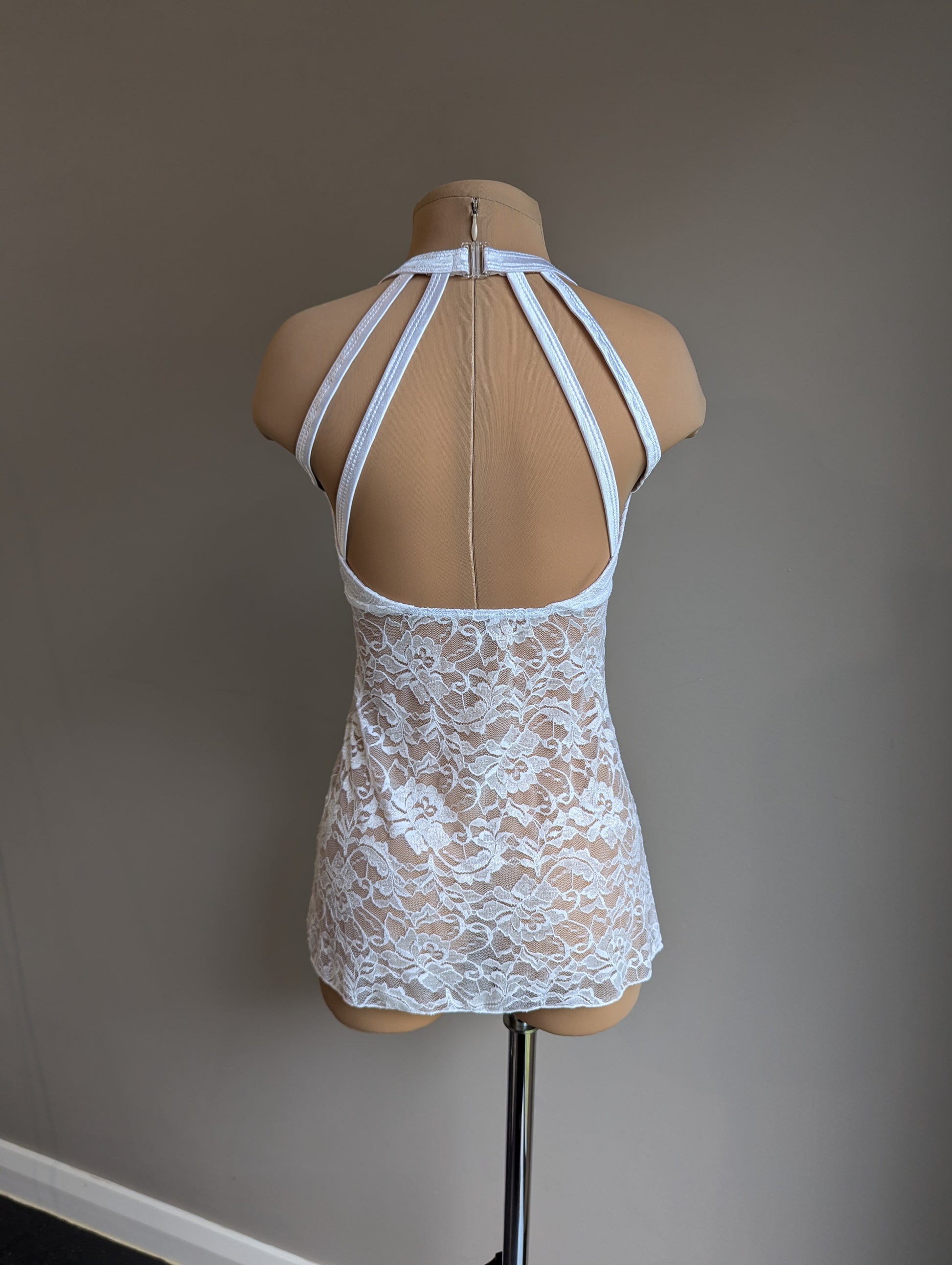 Silhouette Slip Dress - White Lace Briefs Not Included 