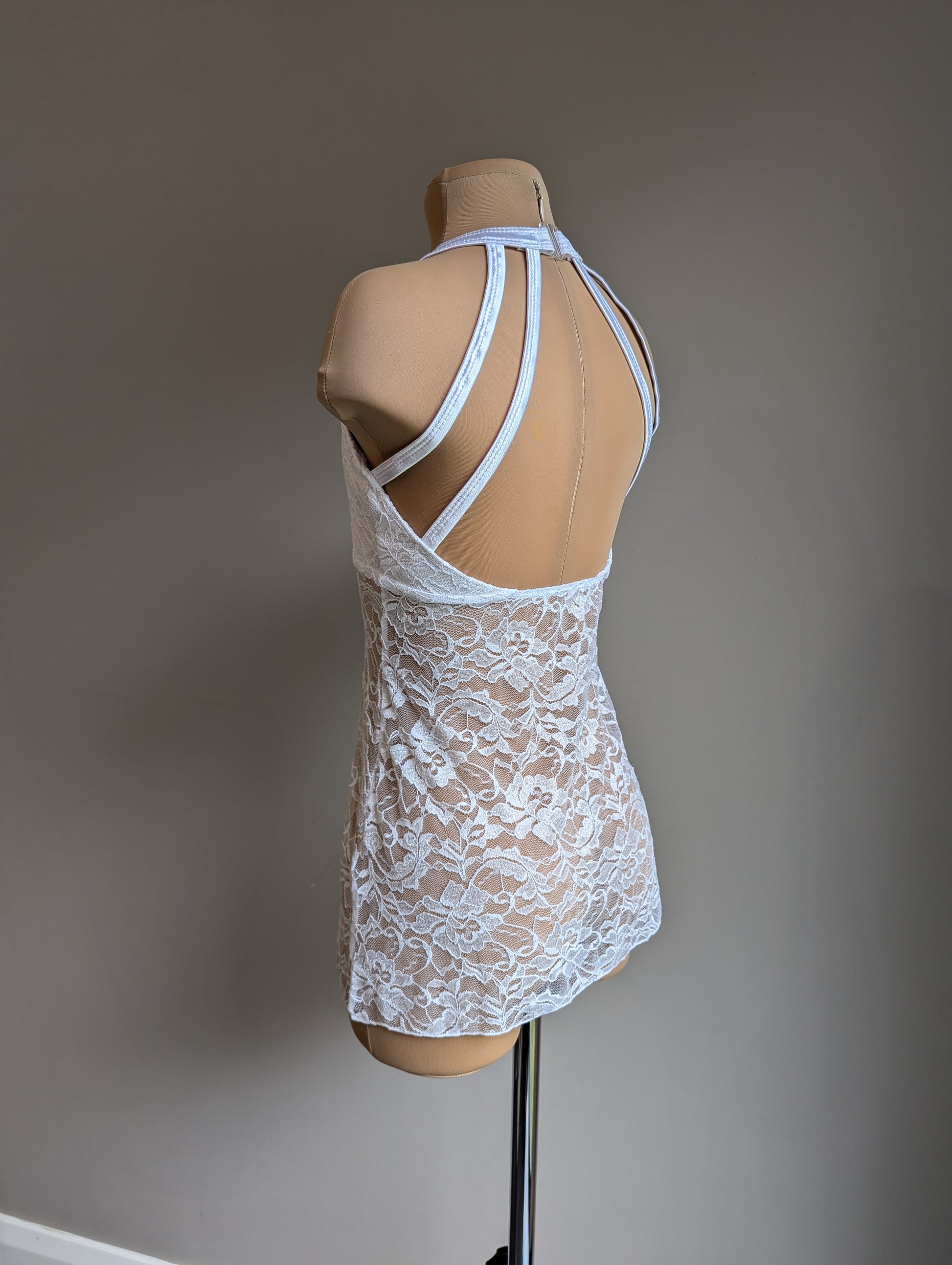 Silhouette Slip Dress - White Lace Briefs Not Included 