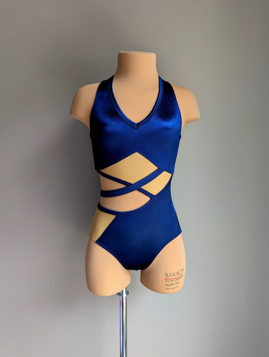 Rebellion Leotard - Dark Navy Satin 