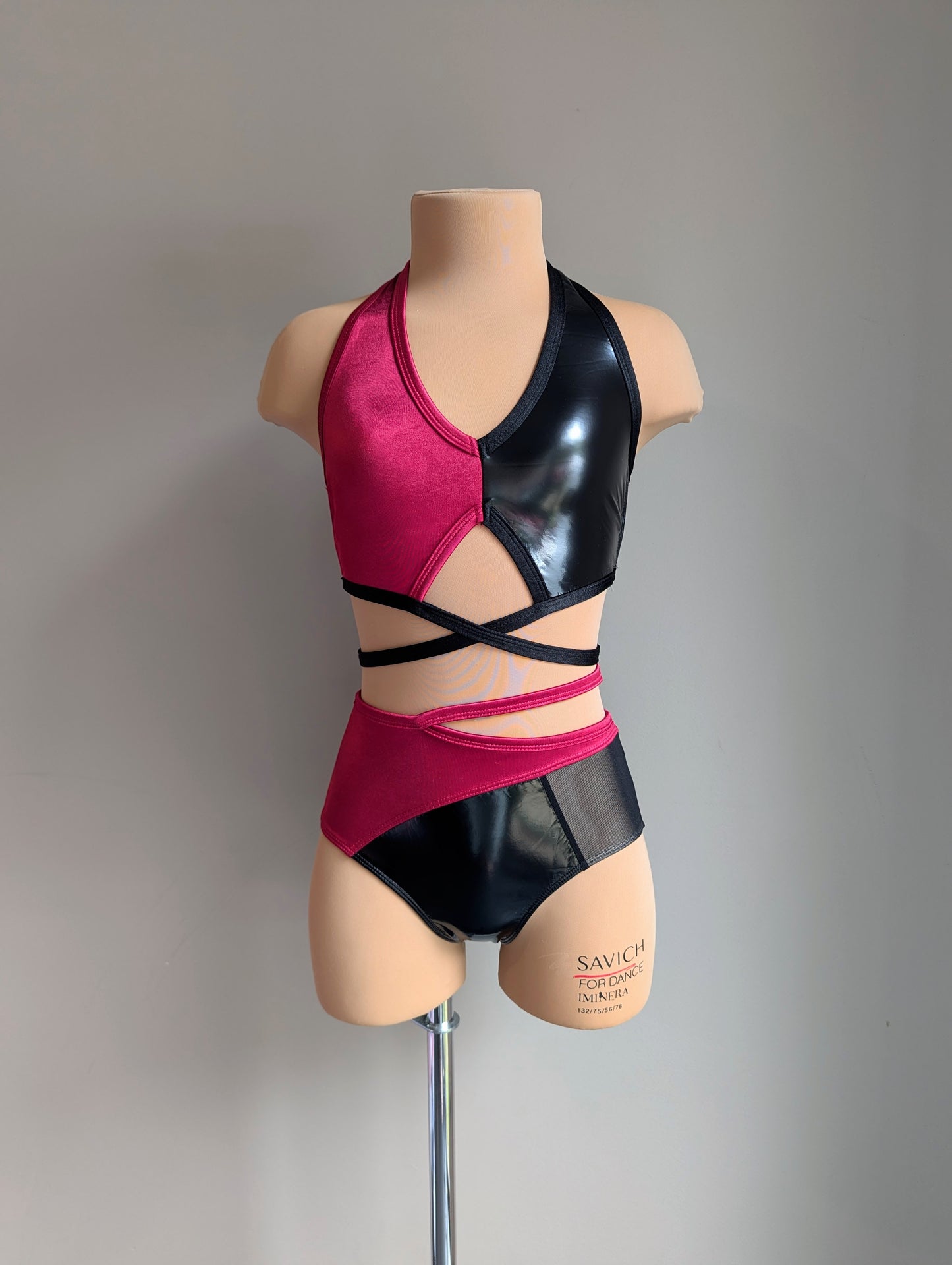 Crimson Liaison - Black PVC & Burgundy Satin 
